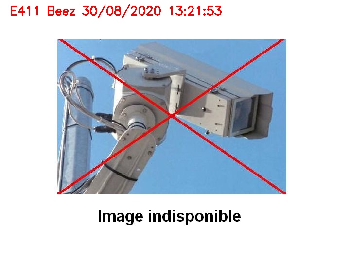 Webcam info trafic sur l'E411 à proximité de Namur au niveau du viaduc de Beez